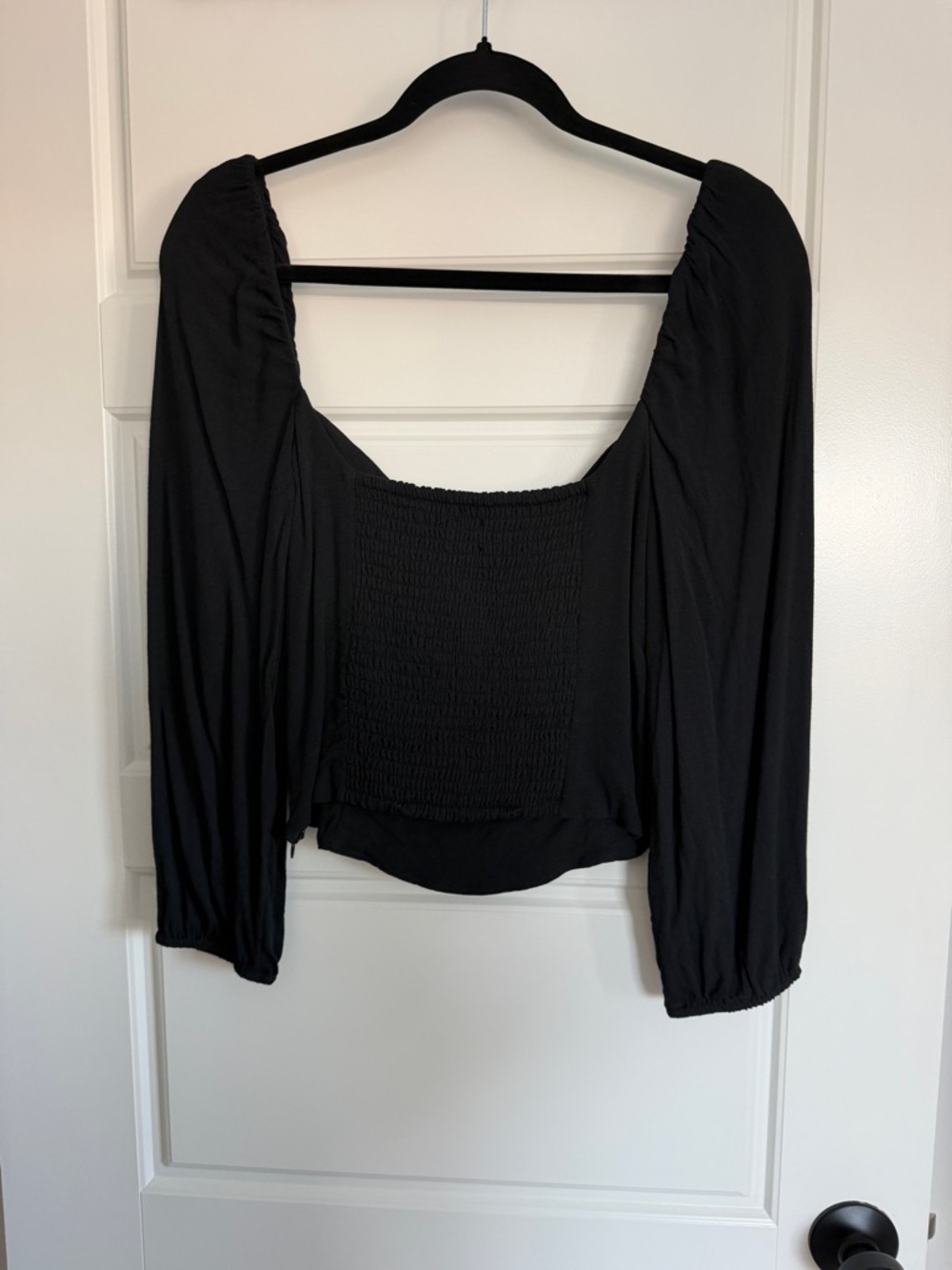 Wilfred Black Novella Blouse - Sweetheart Tie-Front Long Sleeve Top - Picture 3 of 4